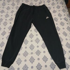 Nike Mens Black Jogger Sweatpants with White Swoosh